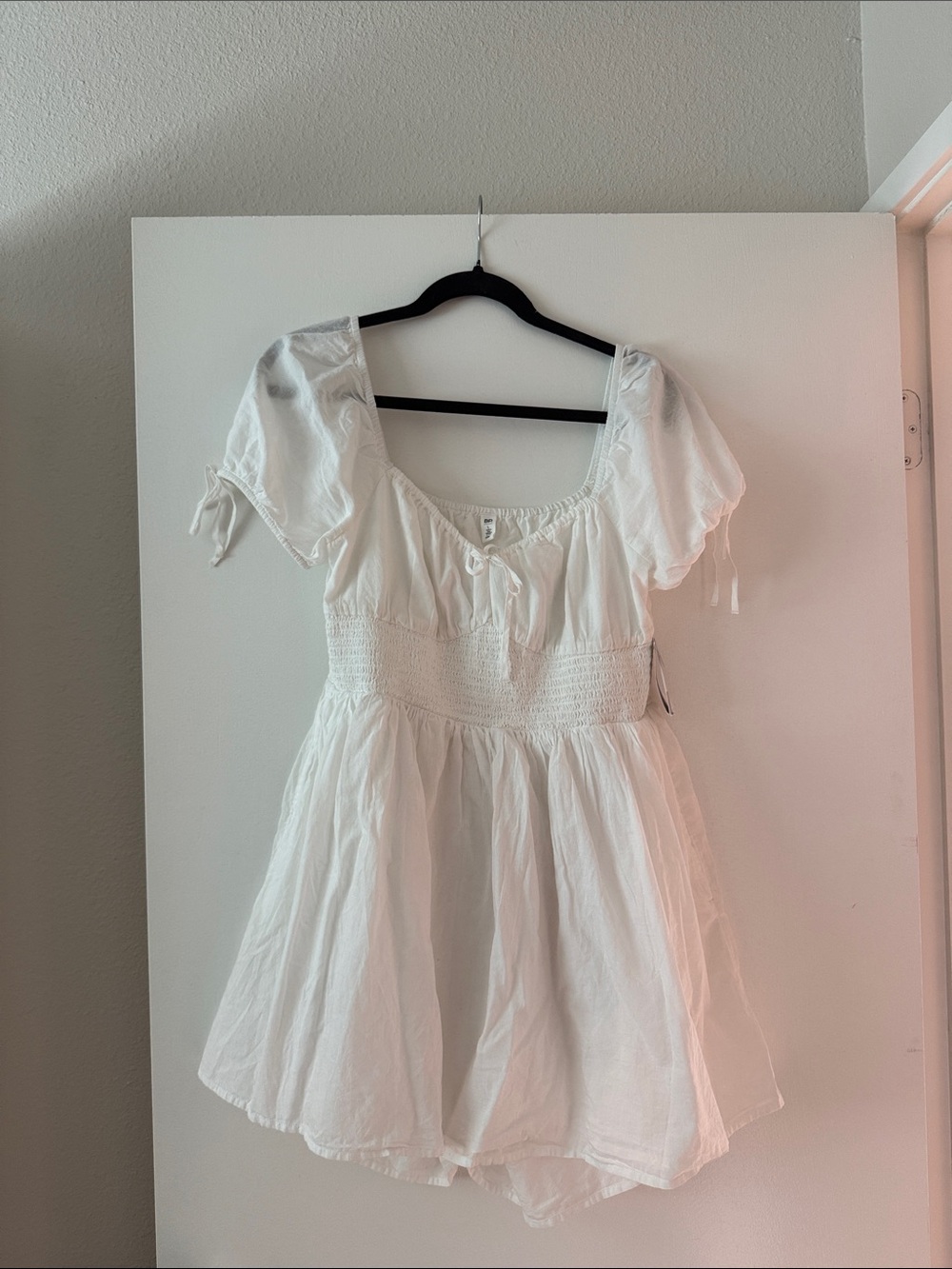 bp White Mini Dress with Puff Sleeves